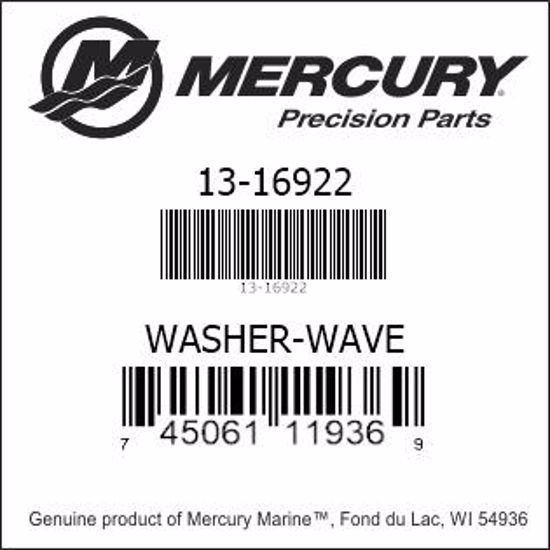 Bar codes for Mercury Marine part number 13-16922