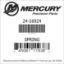Mercury Marine part number 24-16924 SPRING Bar codes for Mercury Marine part number 24-16924