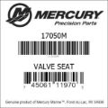 Bar codes for Mercury Marine part number 17050M