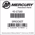 Bar codes for Mercury Marine part number 43-17160