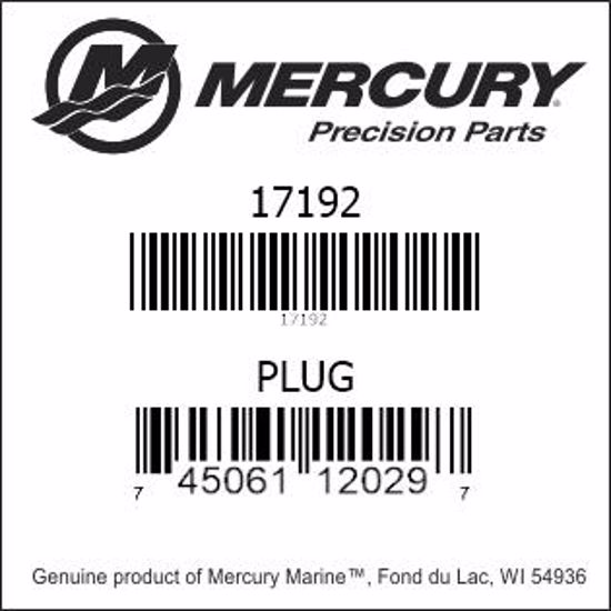 Bar codes for Mercury Marine part number 17192