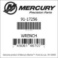 Bar codes for Mercury Marine part number 91-17256