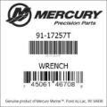 Bar codes for Mercury Marine part number 91-17257T