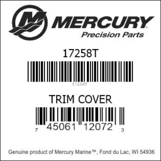 Bar codes for Mercury Marine part number 17258T