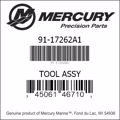 Bar codes for Mercury Marine part number 91-17262A1