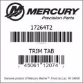 Bar codes for Mercury Marine part number 17264T2