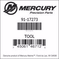 Bar codes for Mercury Marine part number 91-17273