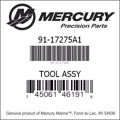Bar codes for Mercury Marine part number 91-17275A1