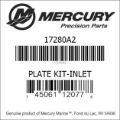 Bar codes for Mercury Marine part number 17280A2