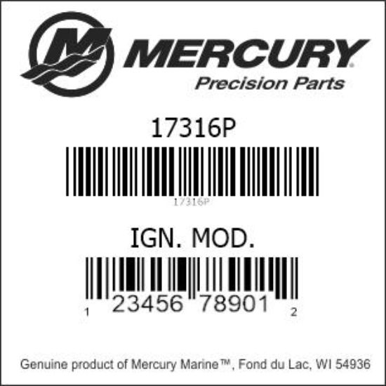 Bar codes for Mercury Marine part number 17316P
