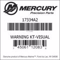 Bar codes for Mercury Marine part number 17334A2