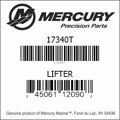 Bar codes for Mercury Marine part number 17340T