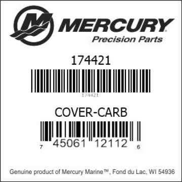 Mercury Marine part number 174421 COVER-CARB Bar codes for Mercury Marine part number 174421
