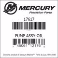 Bar codes for Mercury Marine part number 17617