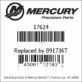 Bar codes for Mercury Marine part number 17624