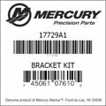 Bar codes for Mercury Marine part number 17729A1