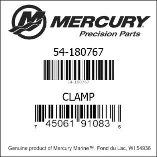 Bar codes for Mercury Marine part number 54-180767