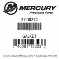 Bar codes for Mercury Marine part number 27-18272