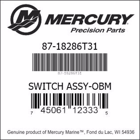Bar codes for Mercury Marine part number 87-18286T31