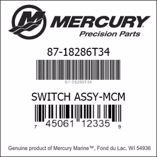 Bar codes for Mercury Marine part number 87-18286T34