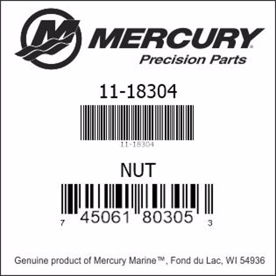 Bar codes for Mercury Marine part number 11-18304