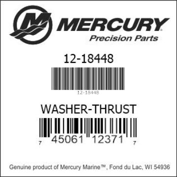 Mercury Marine part number 12-18448 WASHER-THRUST Bar codes for Mercury Marine part number 12-18448
