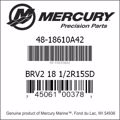 Bar codes for Mercury Marine part number 48-18610A42