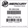 Bar codes for Mercury Marine part number 48-18612A6