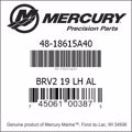 Bar codes for Mercury Marine part number 48-18615A40