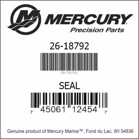 Bar codes for Mercury Marine part number 26-18792