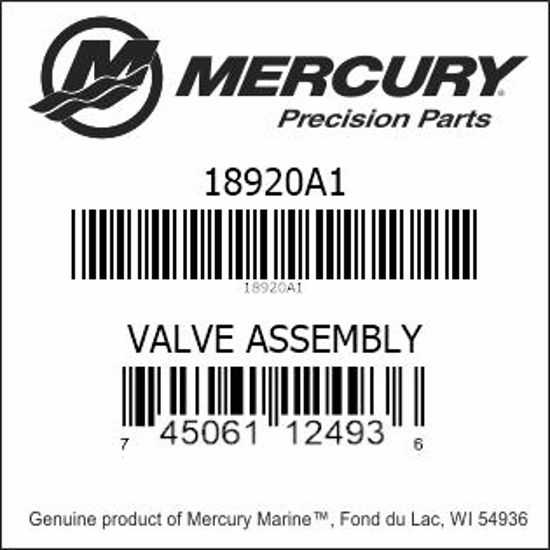 Bar codes for Mercury Marine part number 18920A1