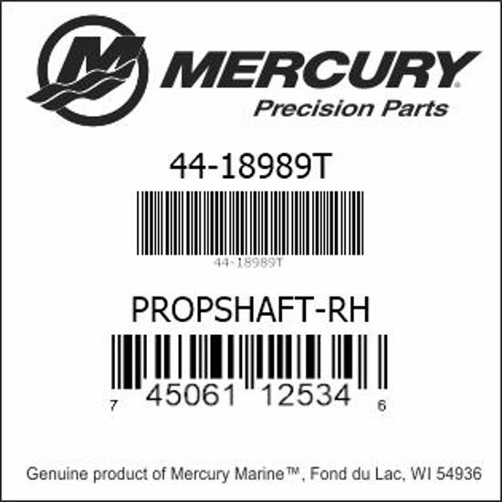 Bar codes for Mercury Marine part number 44-18989T