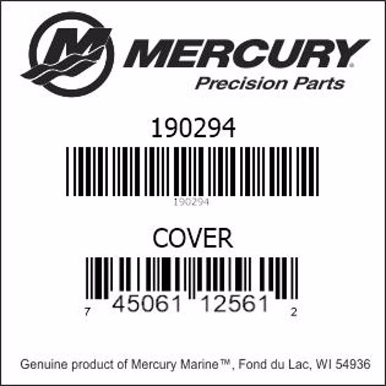 Bar codes for Mercury Marine part number 190294