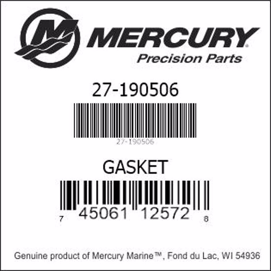 Bar codes for Mercury Marine part number 27-190506
