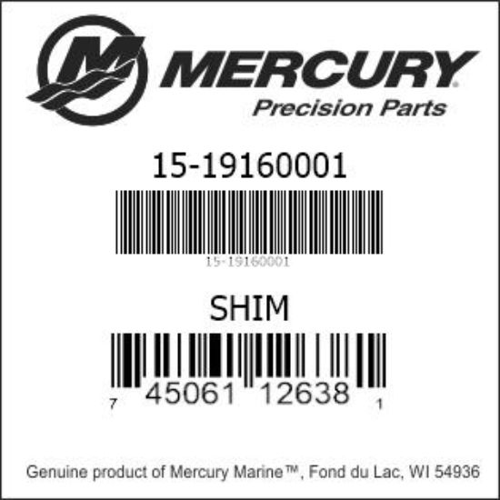 Bar codes for Mercury Marine part number 15-19160001