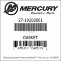 Bar codes for Mercury Marine part number 27-19202001