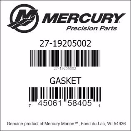 Bar codes for Mercury Marine part number 27-19205002
