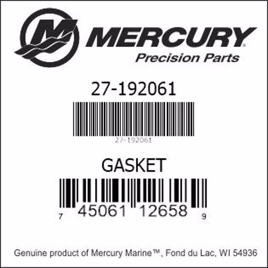 Bar codes for Mercury Marine part number 27-192061