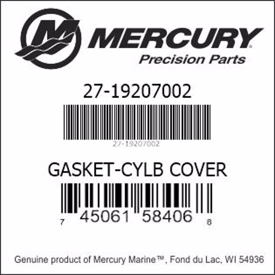 Bar codes for Mercury Marine part number 27-19207002