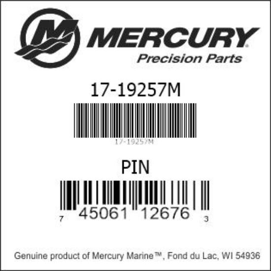 Bar codes for Mercury Marine part number 17-19257M