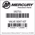 Bar codes for Mercury Marine part number 192711