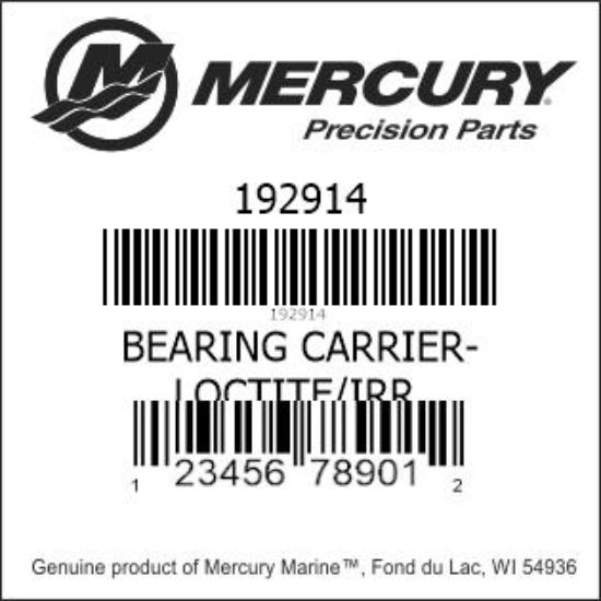 Bar codes for Mercury Marine part number 192914