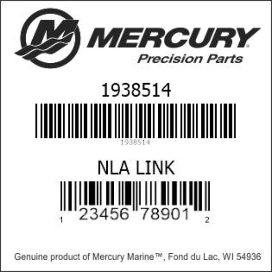 Bar codes for Mercury Marine part number 1938514