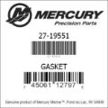 Bar codes for Mercury Marine part number 27-19551