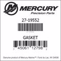 Bar codes for Mercury Marine part number 27-19552