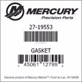 Bar codes for Mercury Marine part number 27-19553