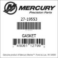 Bar codes for Mercury Marine part number 27-19553