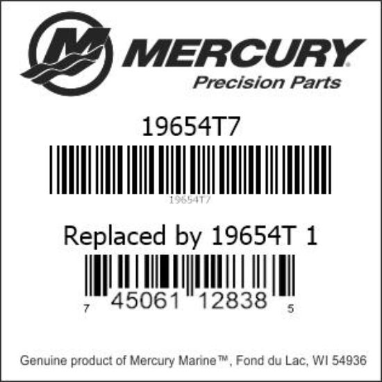 Bar codes for Mercury Marine part number 19654T7