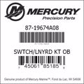 Bar codes for Mercury Marine part number 87-19674A08