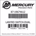 Bar codes for Mercury Marine part number 87-19674A12